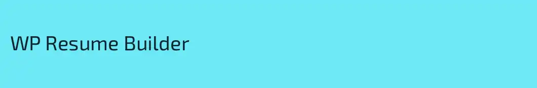 WP Resume Builder